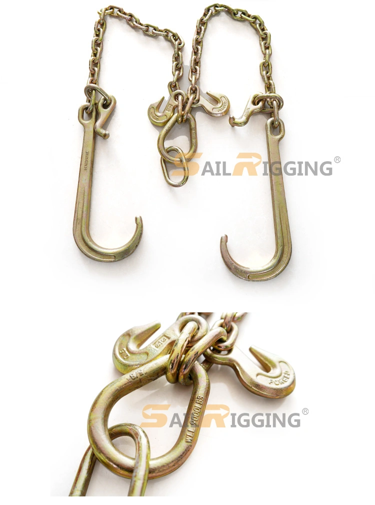 Yellow Galvanized G70 Truck Tow Chain with Double J Hooks